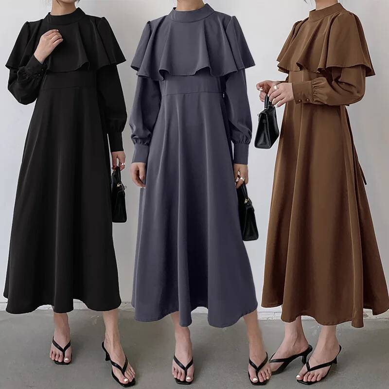 Women's Long Dress Korean and  - Korean Style A Line Shirt Dress 评论和价格