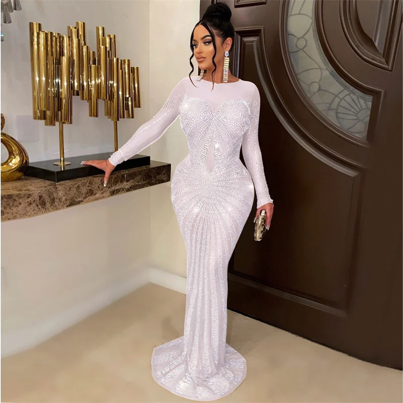 Sexy Sparkly Crystal Rhineston - Sexy Mesh Sheer Bodycon Dress 评论和价格