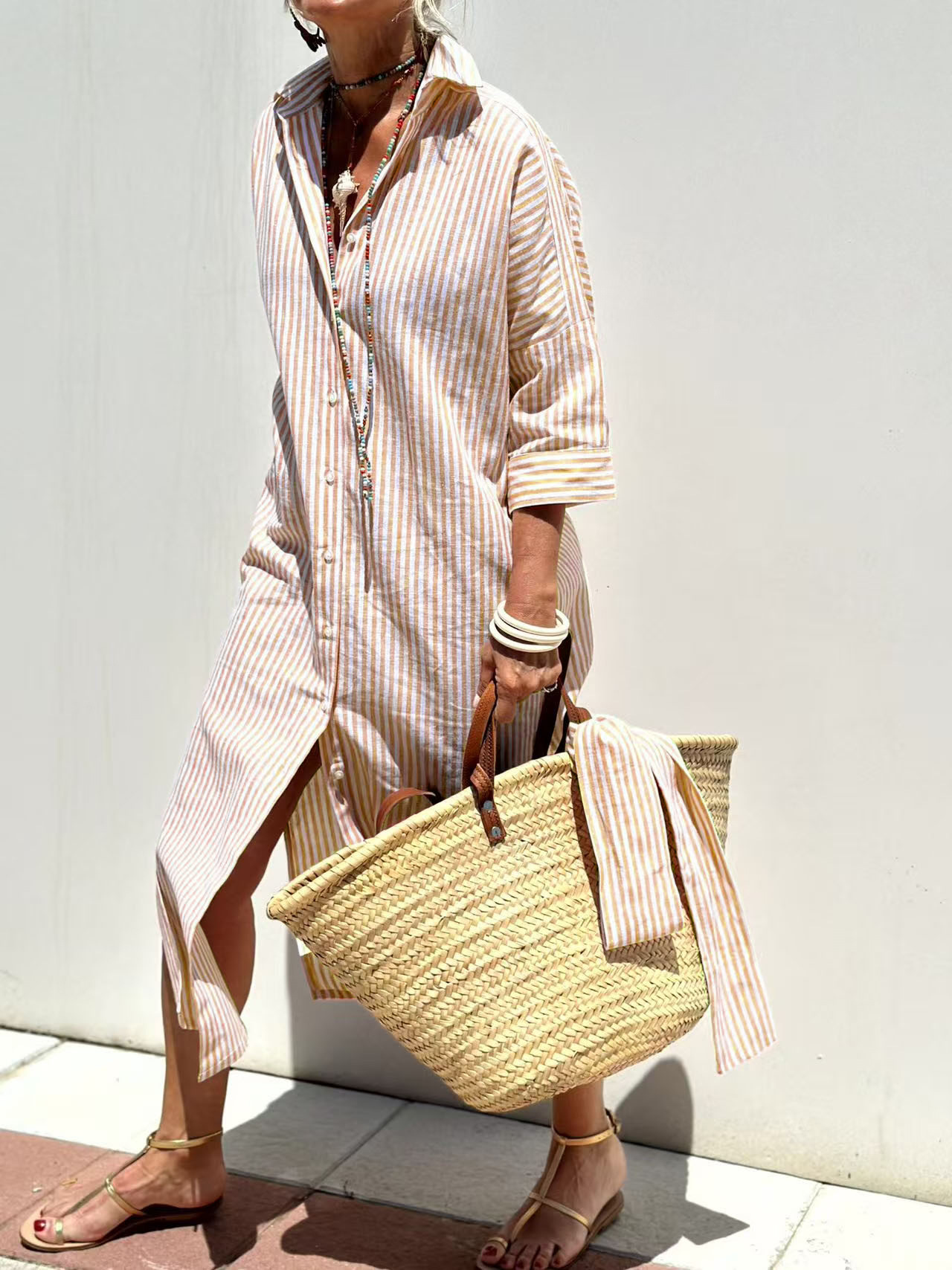Maxi with Belt Summer Linen Lo - Casual Loose Linen Shirt Dress 评论和价格
