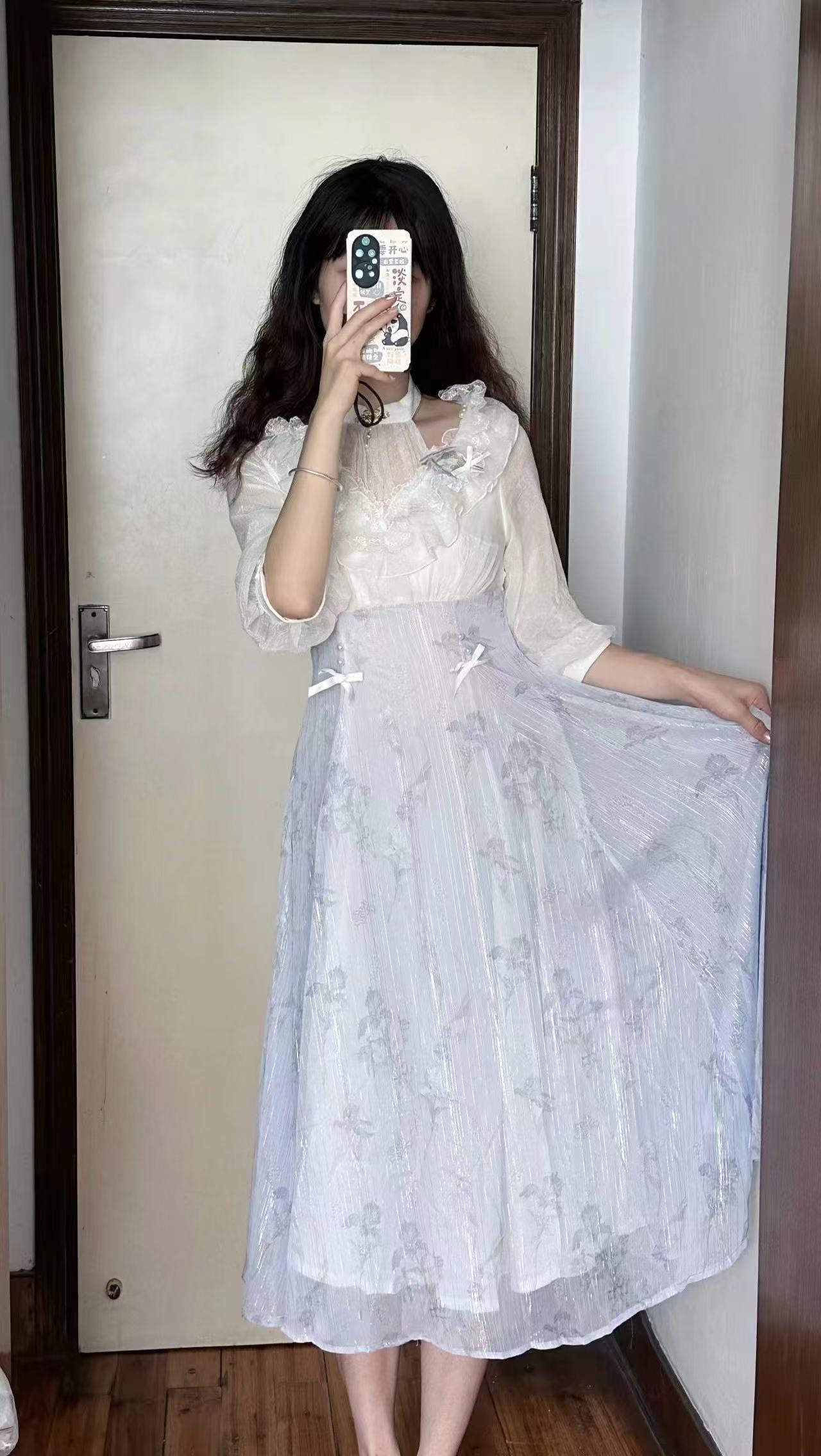 Women Floral Lolita One Piece  - French Vintage Floral Midi Dress 评论和价格