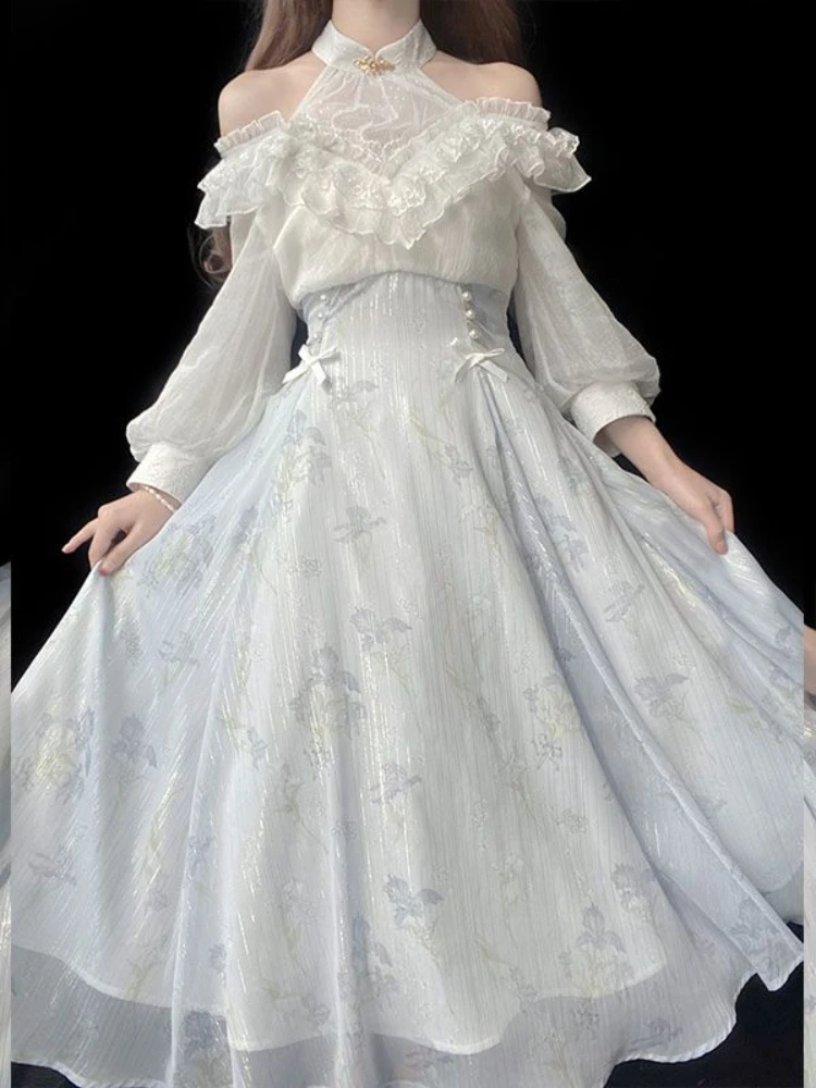 Women Floral Lolita One Piece  - French Vintage Floral Midi Dress 评论和价格