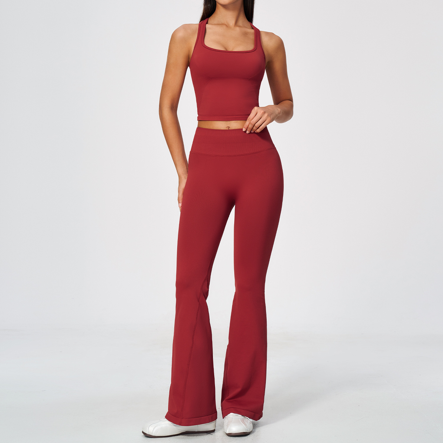 Women 2 Piece Yoga Set Racerba - Seamless Ribbed Workout Tank Top 评论和价格
