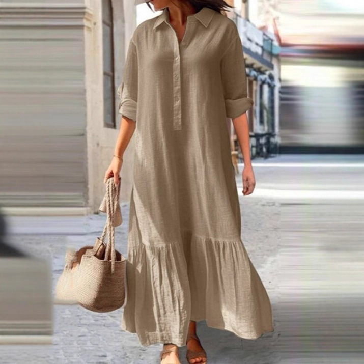 2026 European and American New - Casual Loose Linen Shirt Dress 评论和价格