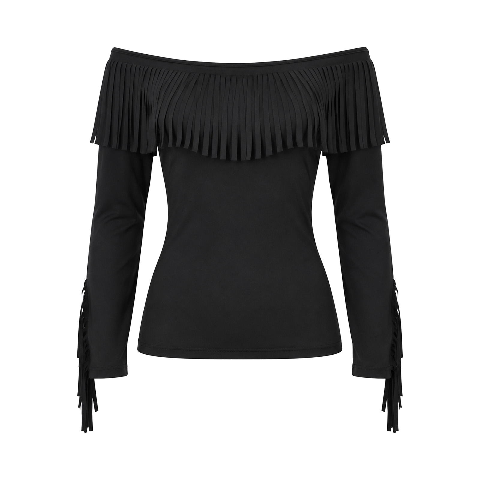 Womens Off Shoulder Tassel Blo - Blouses 评论和价格