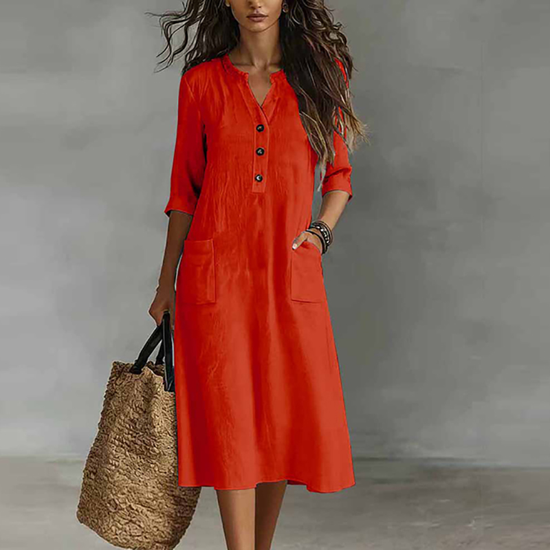 Women Casual Solid Color Half  - Boho Summer Beach Maxi Dress 评论和价格