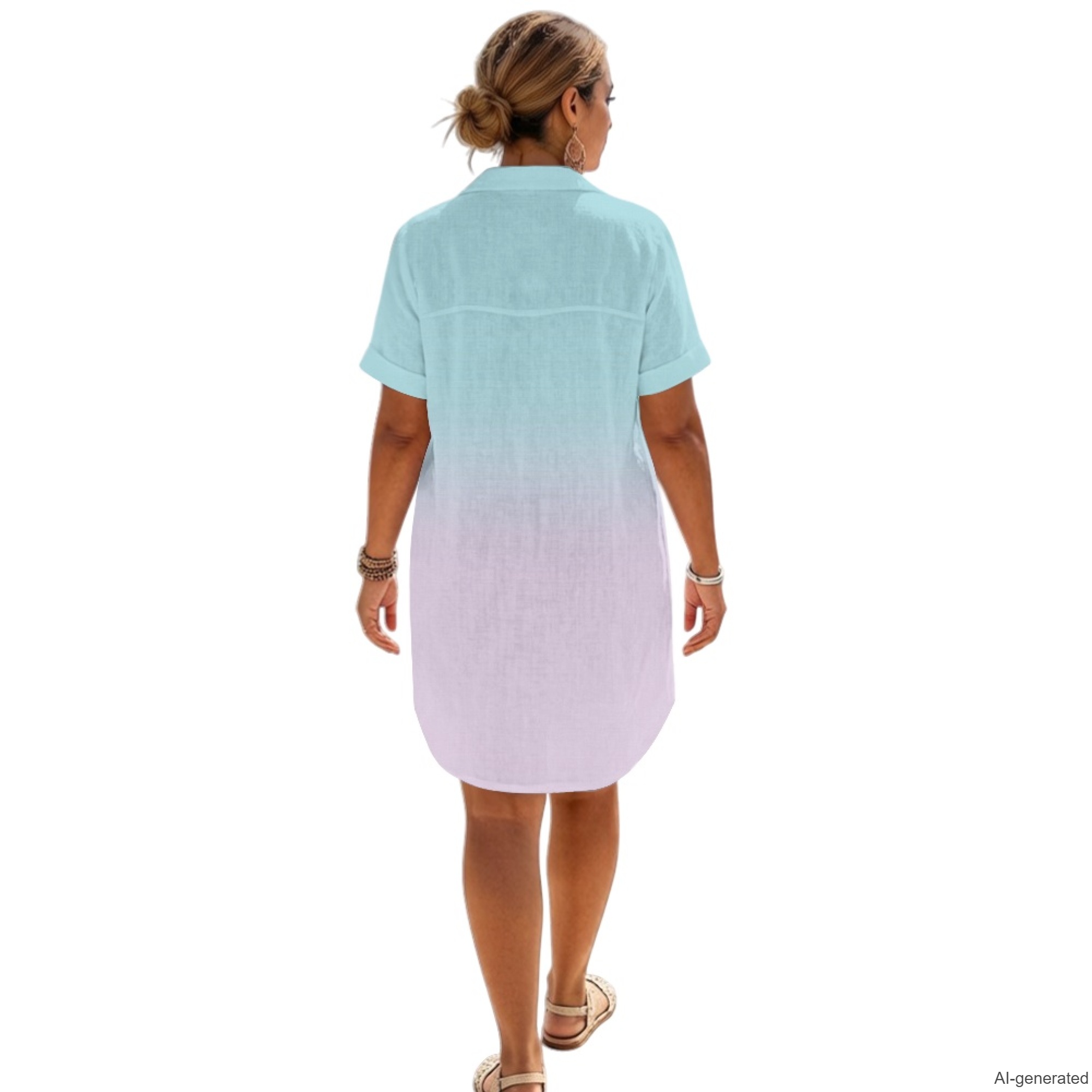 XIXIRIMIDO Summer Women's Line - Casual Loose Linen Shirt Dress 评论和价格