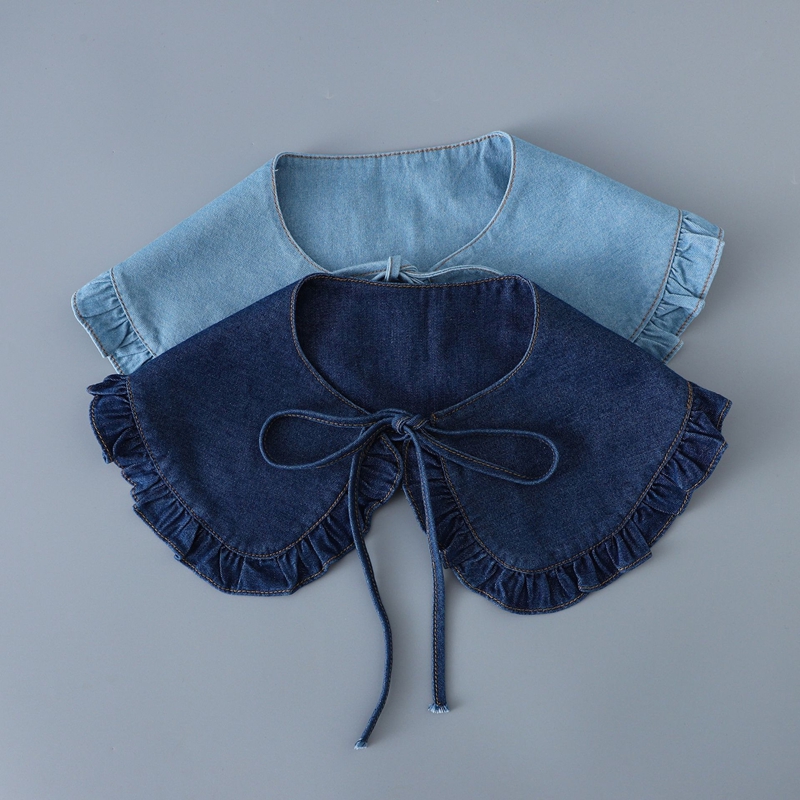 Sweet Blue Denim Ruffle False  - Blouses 评论和价格