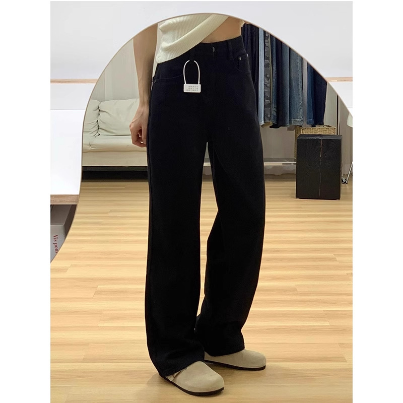 High Waist Wide Leg Black Deni - Jeans 评论和价格