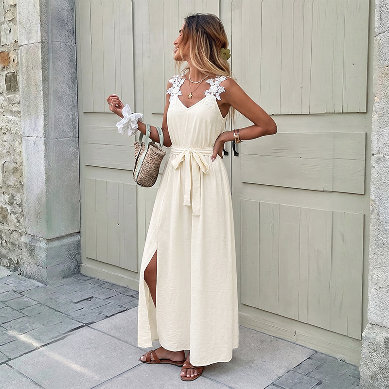 Women Floral Lace Spaghetti St - Boho Summer Beach Maxi Dress 评论和价格