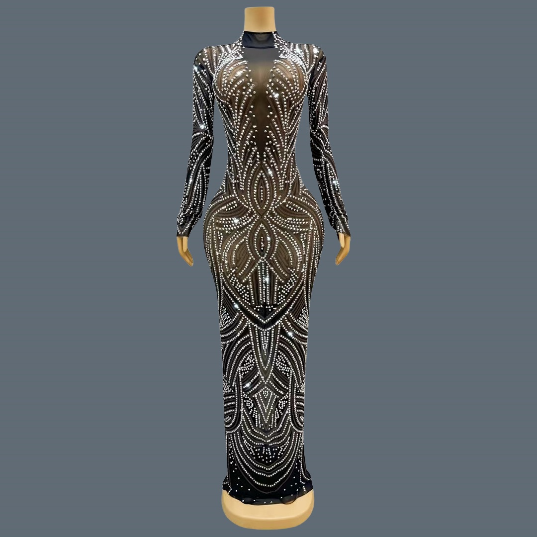Black New Style Sparkly Rhines - Sparkly Rhinestone Club Party Dress 评论和价格