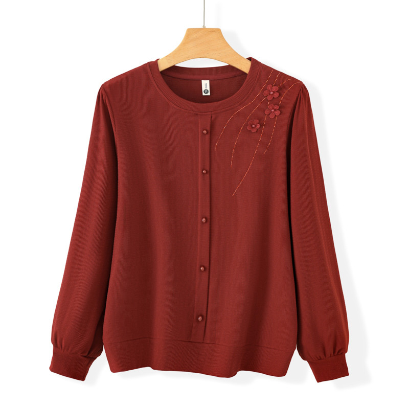 Elegant Middle Aged Women Roun - Blouses 评论和价格