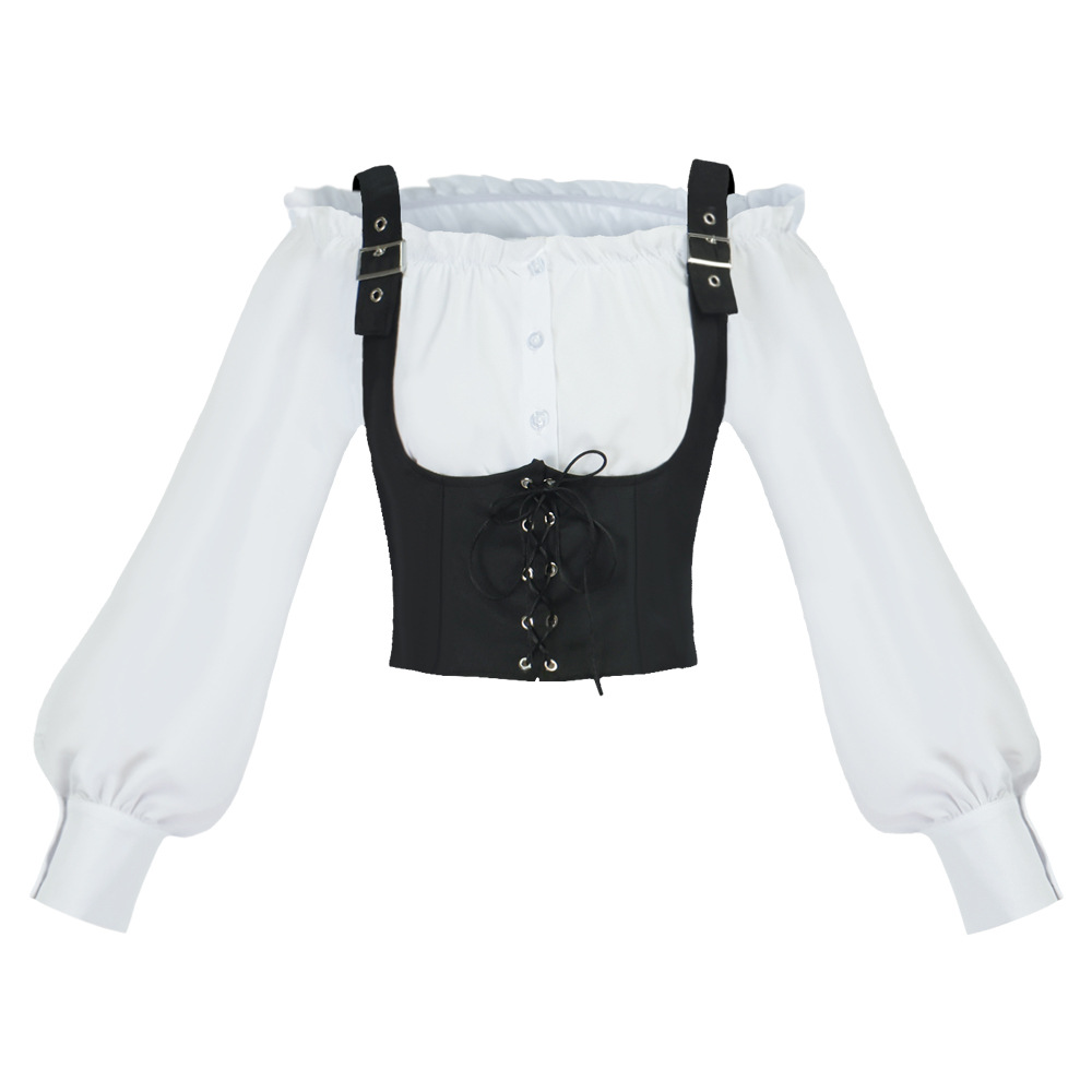 Retro Western Style Women Blou - Tops 评论和价格